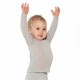 LIVING CRAFTS - Bio Baby Unterhemd langarm mit Streifen, Wolle/Seide, taupe