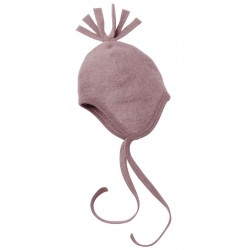ENGEL - Bio Baby Fleece Mütze mit Puschel, Wolle, rosenholz