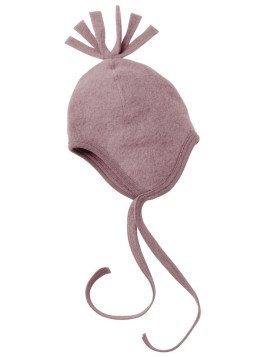 ENGEL - Bio Baby Fleece Mütze mit Puschel, Wolle, rosenholz