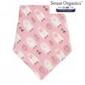 Sense Organics - Bio Baby Wende Tuch "Bib Retro" mit Eulen-Allover und Streifen, rosa
