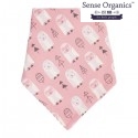 Sense Organics - Bio Baby Wende Tuch "Bib Retro" mit Eulen-Allover und Streifen, rosa