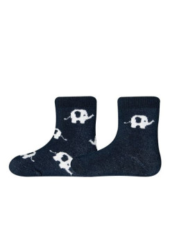 Ewers - Bio Baby Thermo Socken Doppelpack mit Elefanten-Motiv, marine
