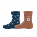 Ewers - Bio Baby Socken Doppelpack mit Bären- und Sternen-Motiv, marine