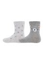 Ewers - Bio Baby Socken Doppelpack mit Bären- und Sternen-Motiv, grau