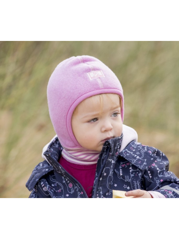 PICKAPOOH - Bio Kinder Fleece Mütze "Schlüpfli", Wolle, malve