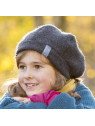 PICKAPOOH - Bio Kinder Fleece Basken Mütze "Britt", Wolle, anthrazit