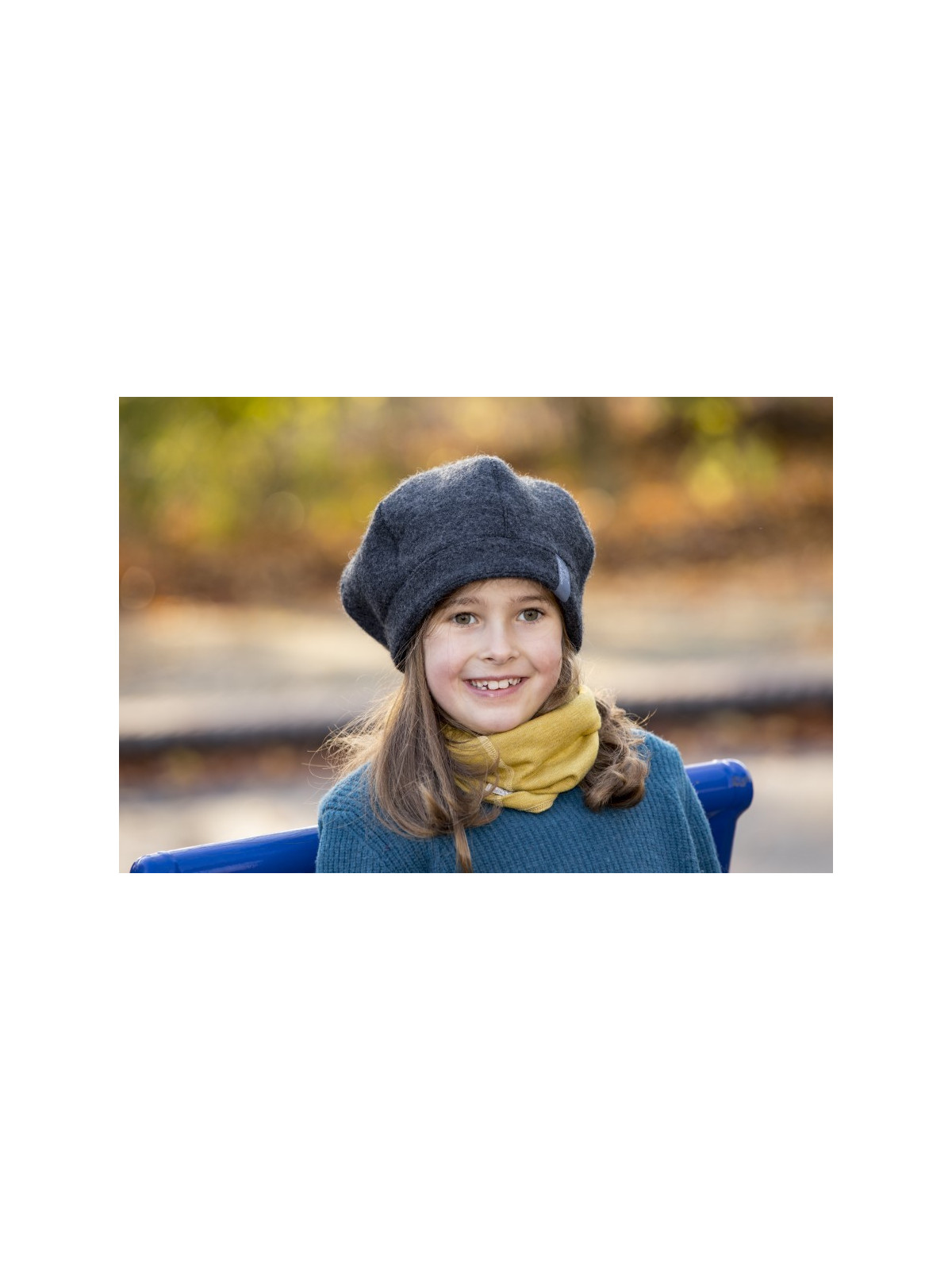 PICKAPOOH - Bio Kinder Fleece Basken Mütze "Britt", Wolle, anthrazit