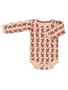 Pigeon - Bio Baby Body mit Fuchs-Allover, rosa