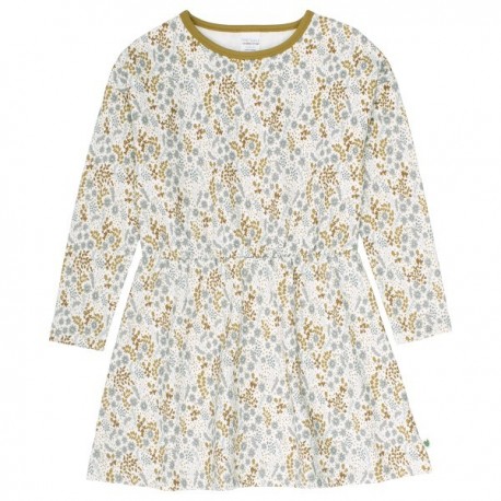 Fred`s World by Green Cotton - Bio Kinder Sweatkleid mit Blumen-Allover, creme