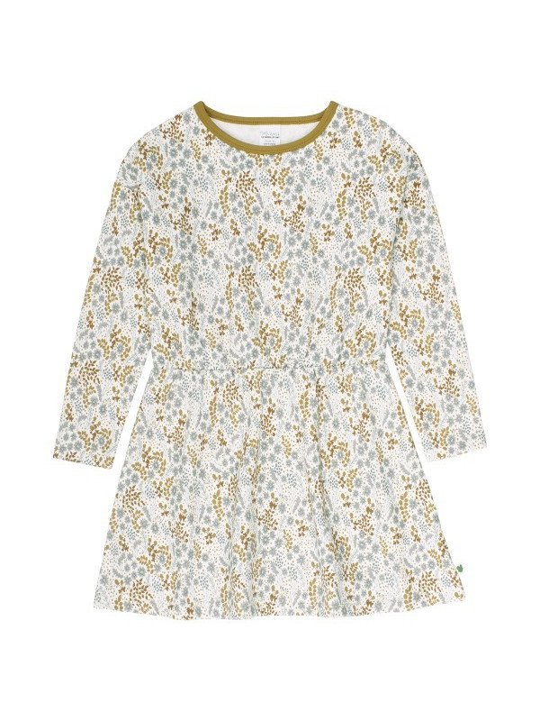 Fred`s World by Green Cotton - Bio Kinder Sweatkleid mit Blumen-Allover, creme